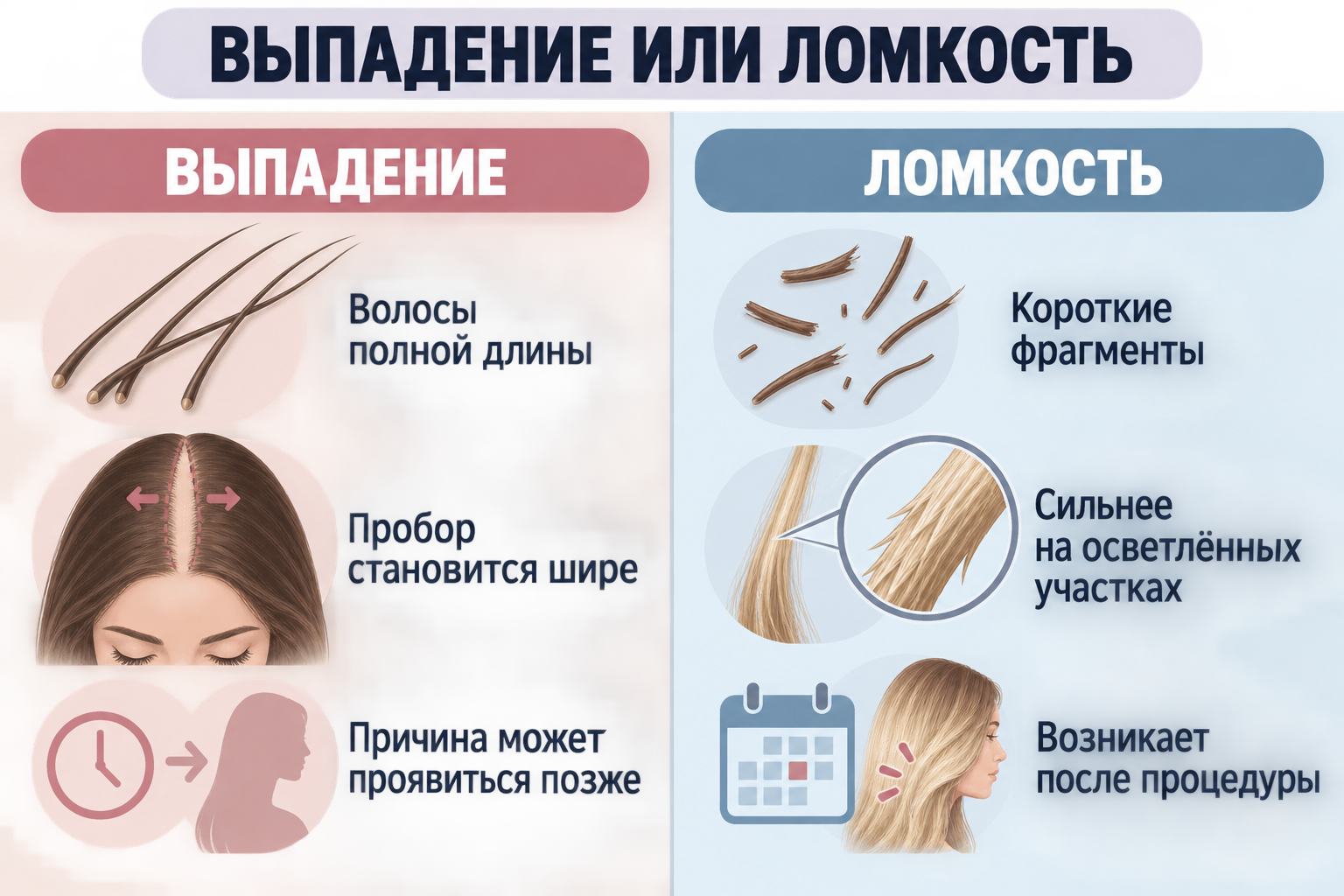 Чем различаются выпадение и химическое повреждение
